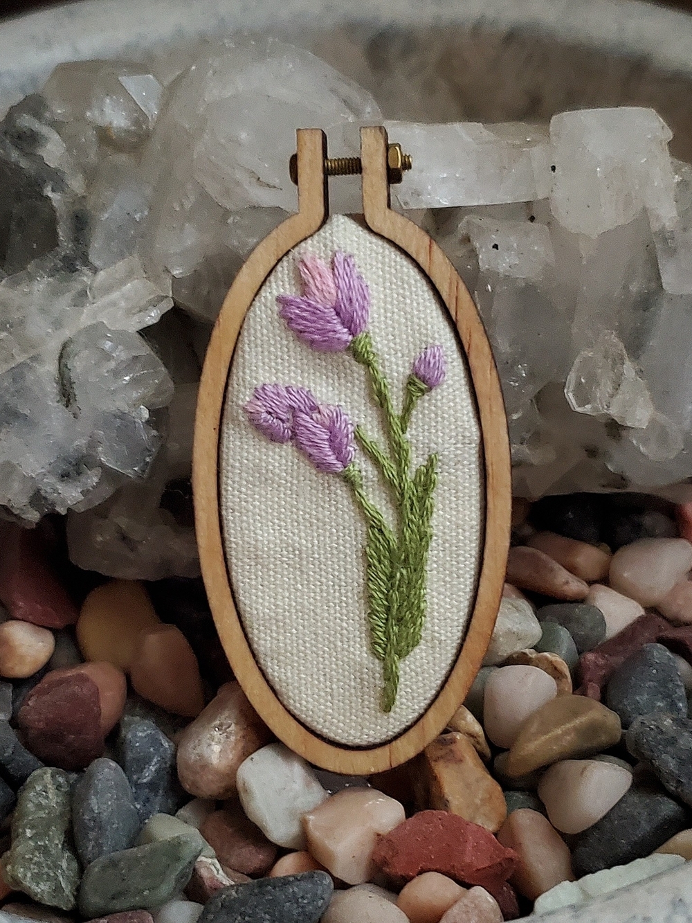 Hand-Embroidered Floral Keychain